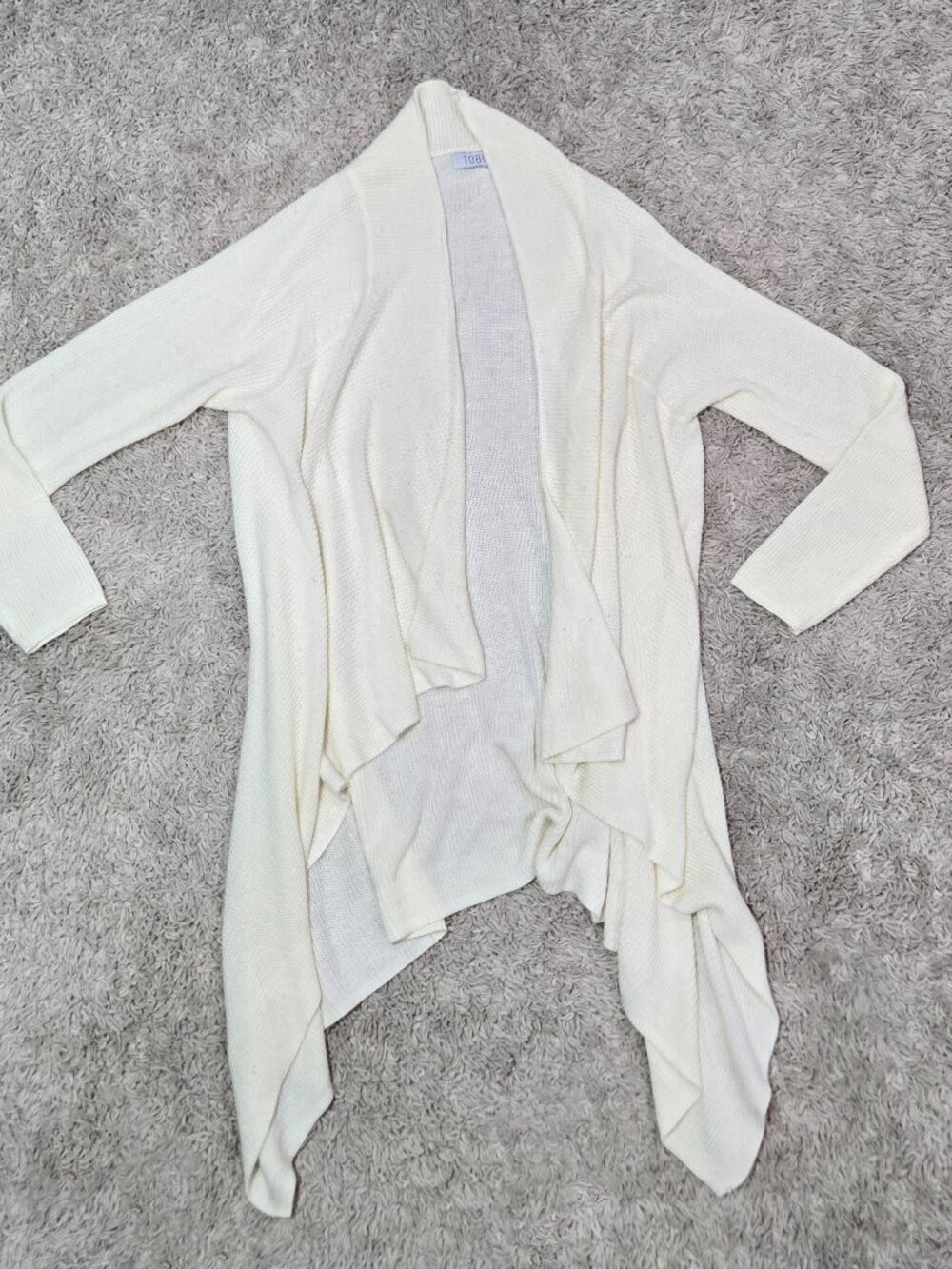 Y2k Eggshell Tobi Open Front knit Draped Waterfall Cardigan Sweater S/M